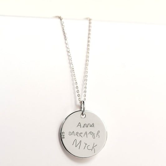 Children's Handwriting on Necklace