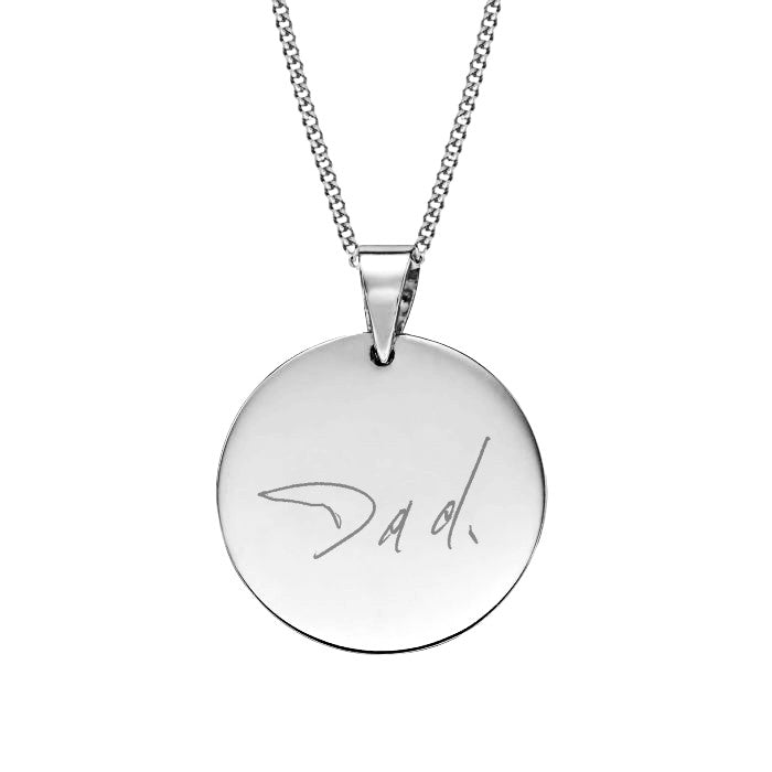 Collier écriture manuscrite d'un être cher sur un disque