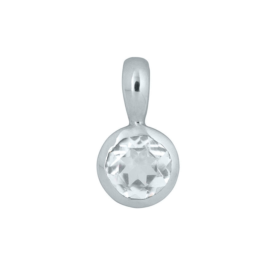 White Gold Topaz Birthstone Charm for April