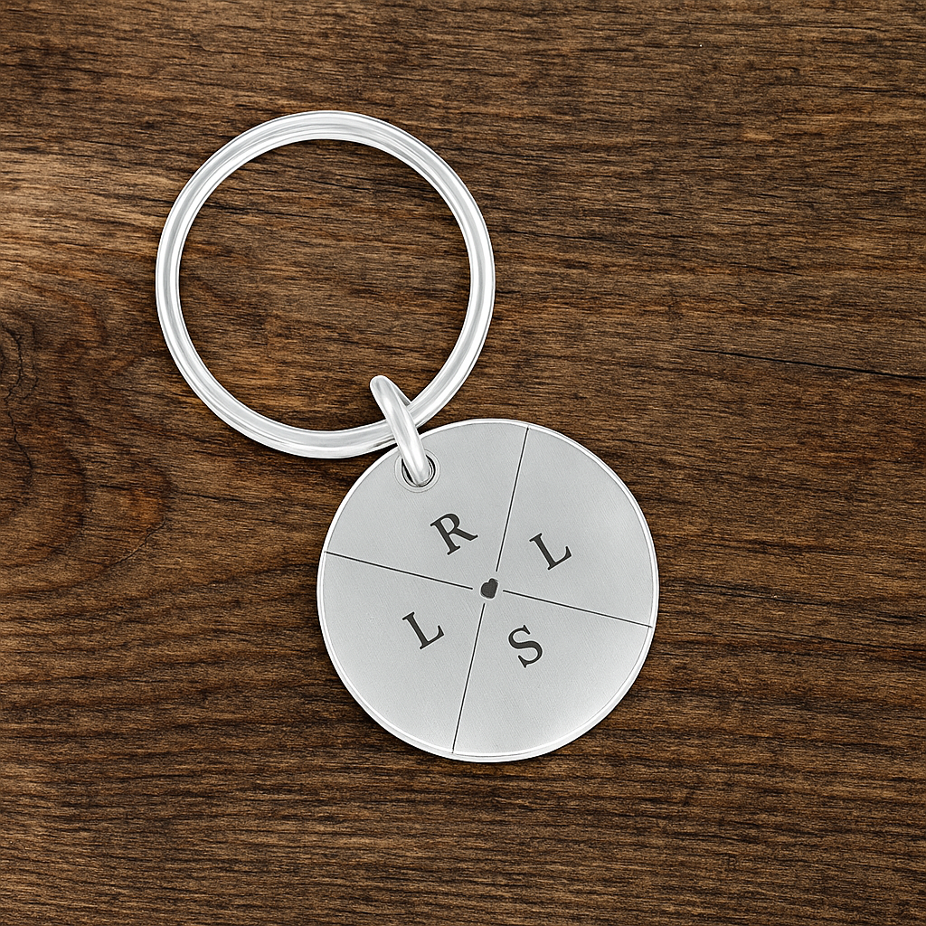 Engraved Compass Personalised Keyring