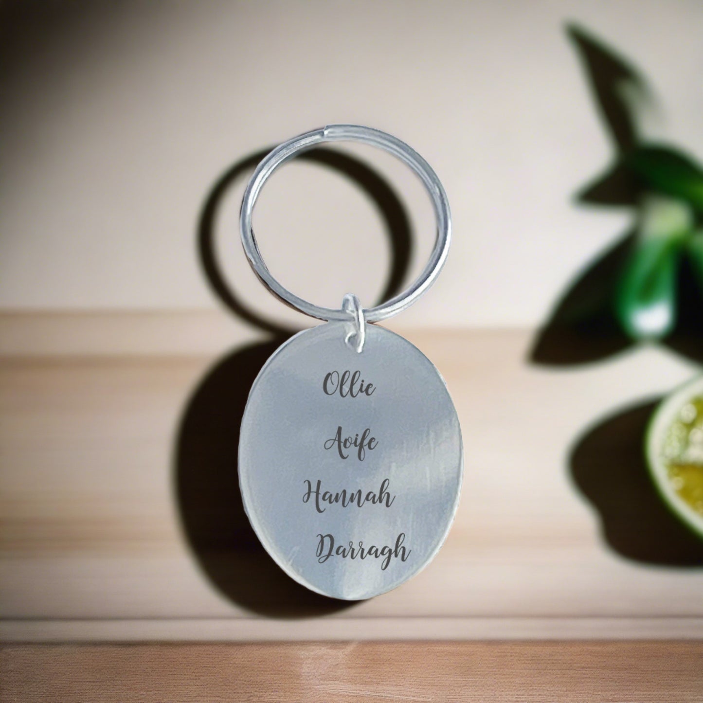 Porte-clés ovale en argent sterling