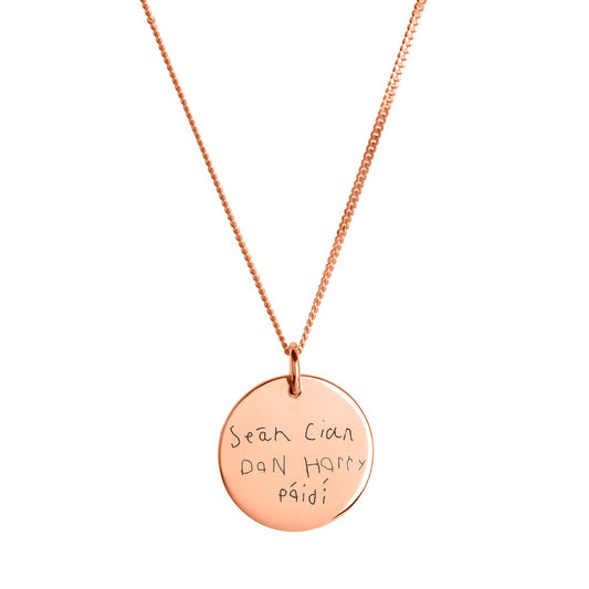 Children's Handwriting on Necklace