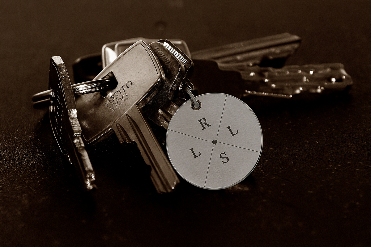 Engraved Compass Personalised Keyring.