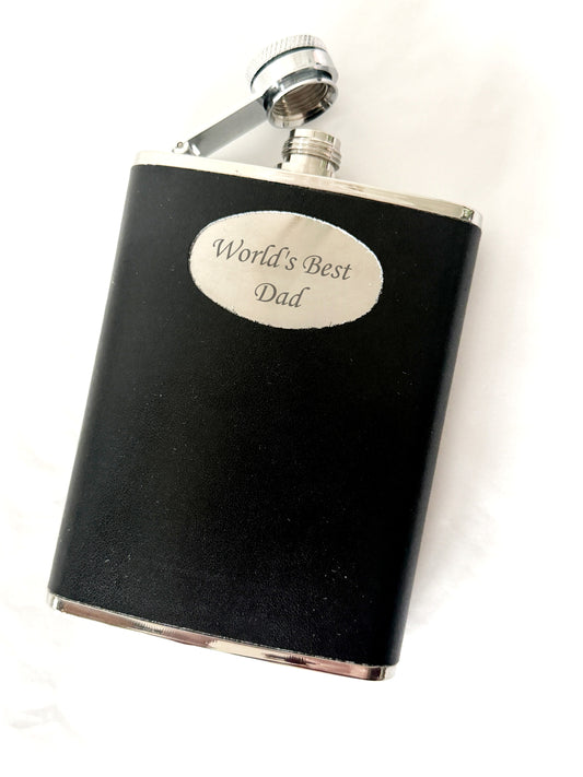 Stainless Steel Hip Flask with Leather