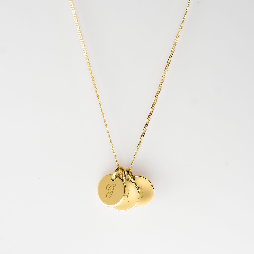 9ct gold three disc pendant necklace