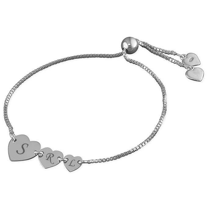 Silver Three Hearts Bracelet