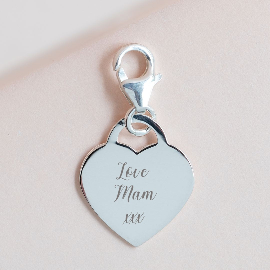 Sterling Silver Clip-on Heart Charm (chain not included)