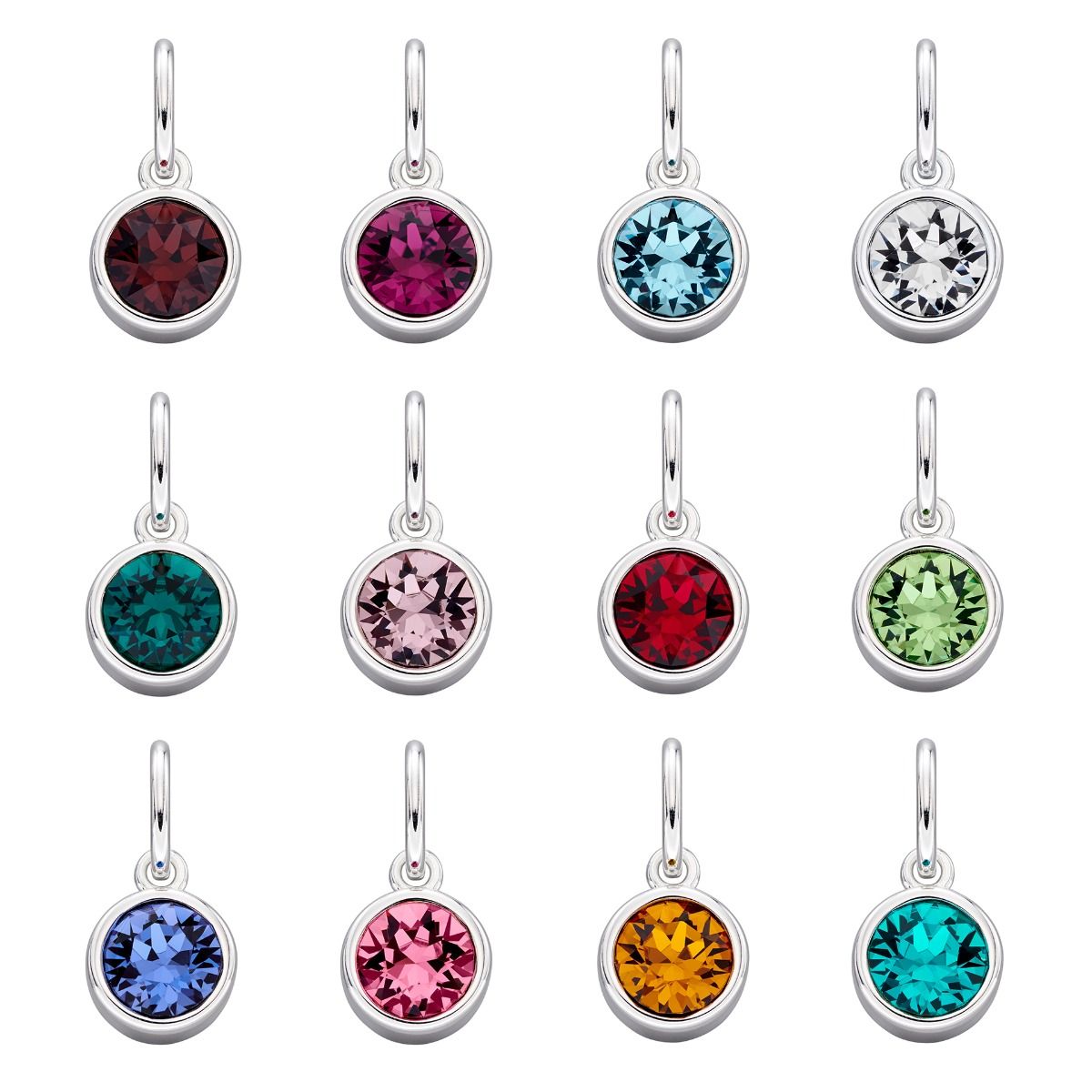 Silver Birthstone Charm - January (Garnet)