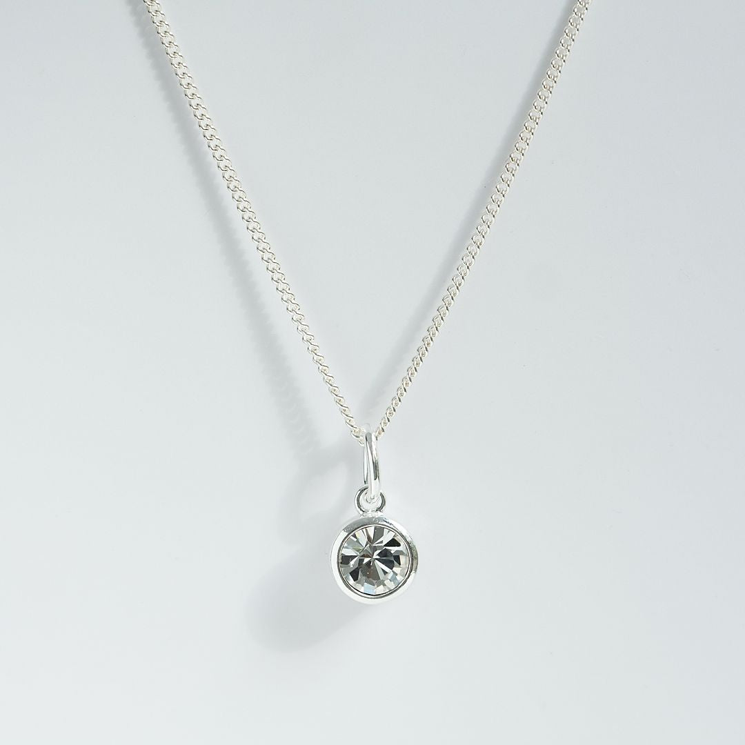 Charm pierre de naissance en argent - Avril (Cristal)