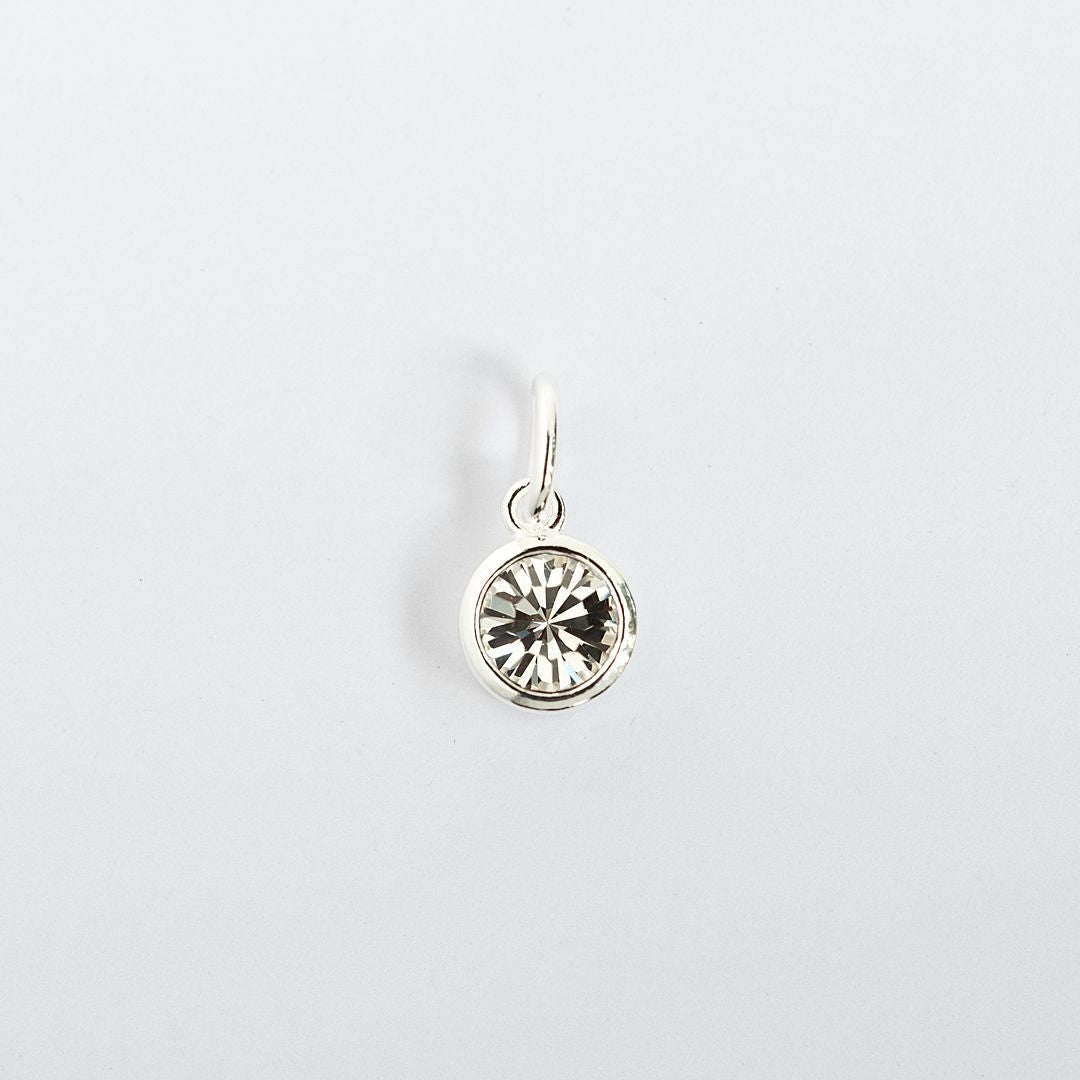 Charm pierre de naissance en argent - Avril (Cristal)