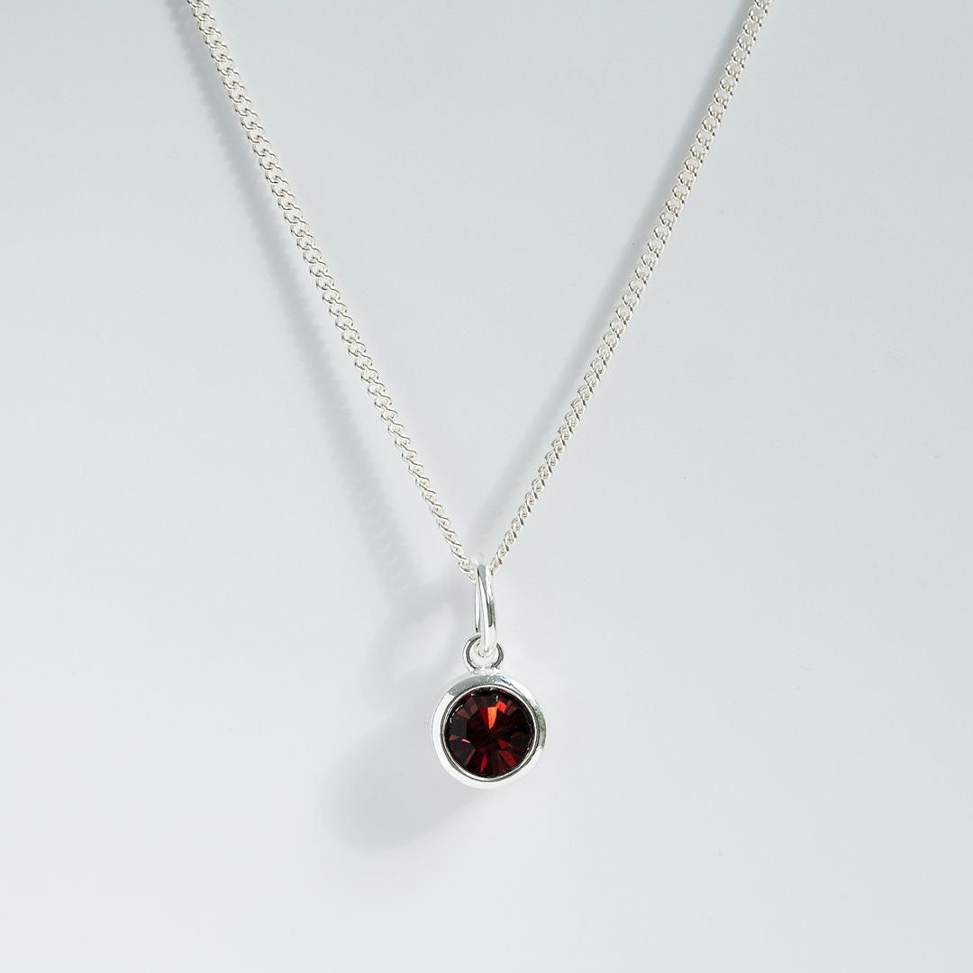 Silver Garnet Birthstone Pendant