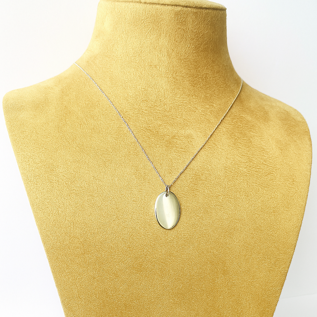 Colgante de disco escrito a mano ovalado mediano - 19 mm x 12,5 mm