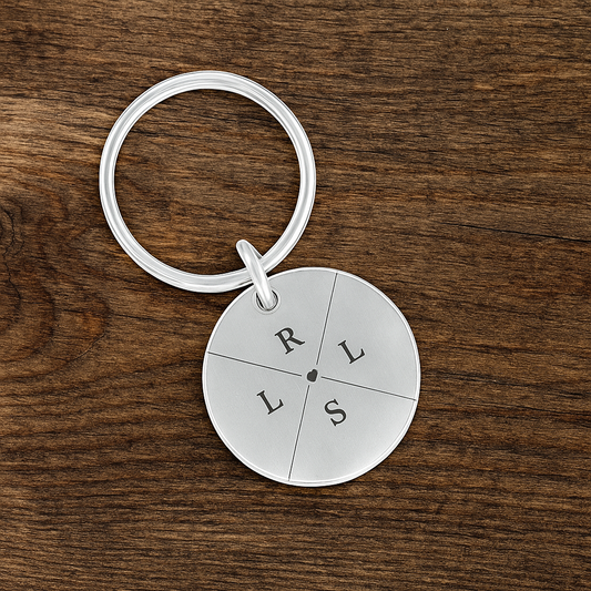 Engraved Compass Personalised Keyring