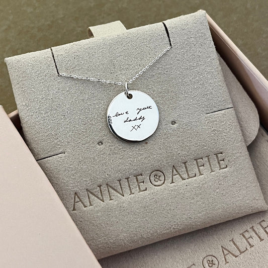 Handwriting of a Loved One on Disc Necklace