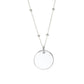 Silver 15mm disc pendant on a satellite chain