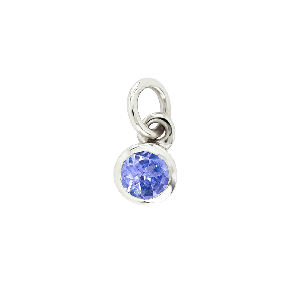 9ct white gold tanzanite birthstone charm