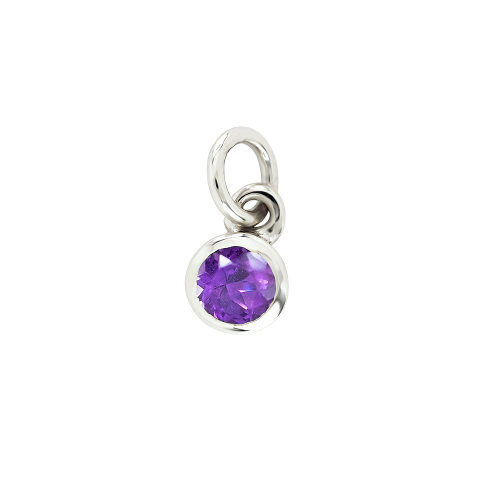 9ct white gold amythest birthstone charm