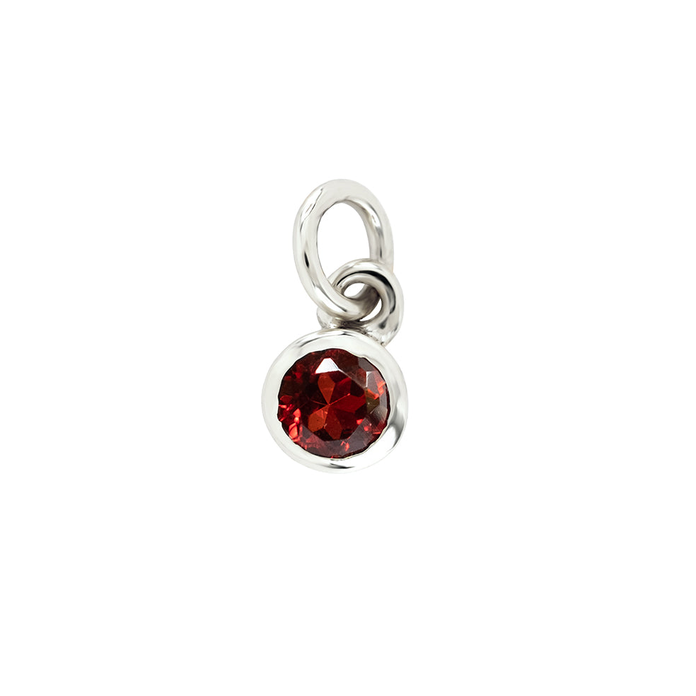 9ct white gold garnet birthstone charm