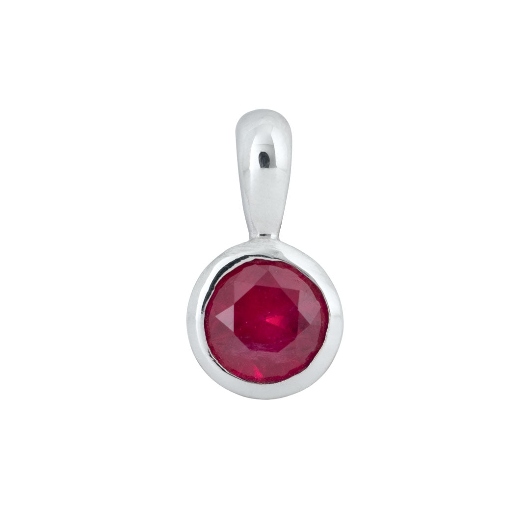 Ruby White Gold Birthstone Charm