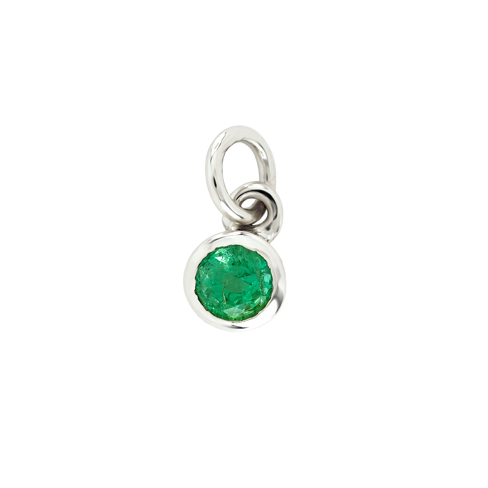 9ct white gold emerald birthstone charm