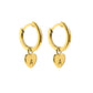 9ct Gold Plated Huggie Earrings with Heart Shaped Charm engraved with initial A