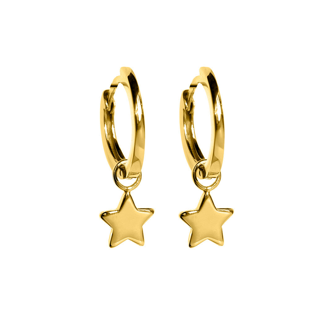9ct Gold Plated Huggie Earrings with Star Charm