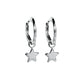 Silver hoop earrings with a star charm