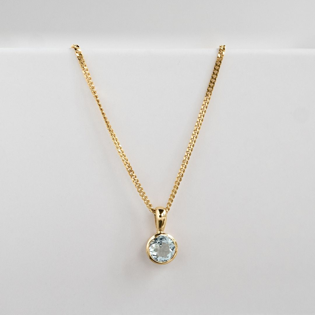 Gold aquamarine birthstone charm pendant