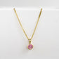 Gold Pink Tourmaline Birthstone Charm Pendant