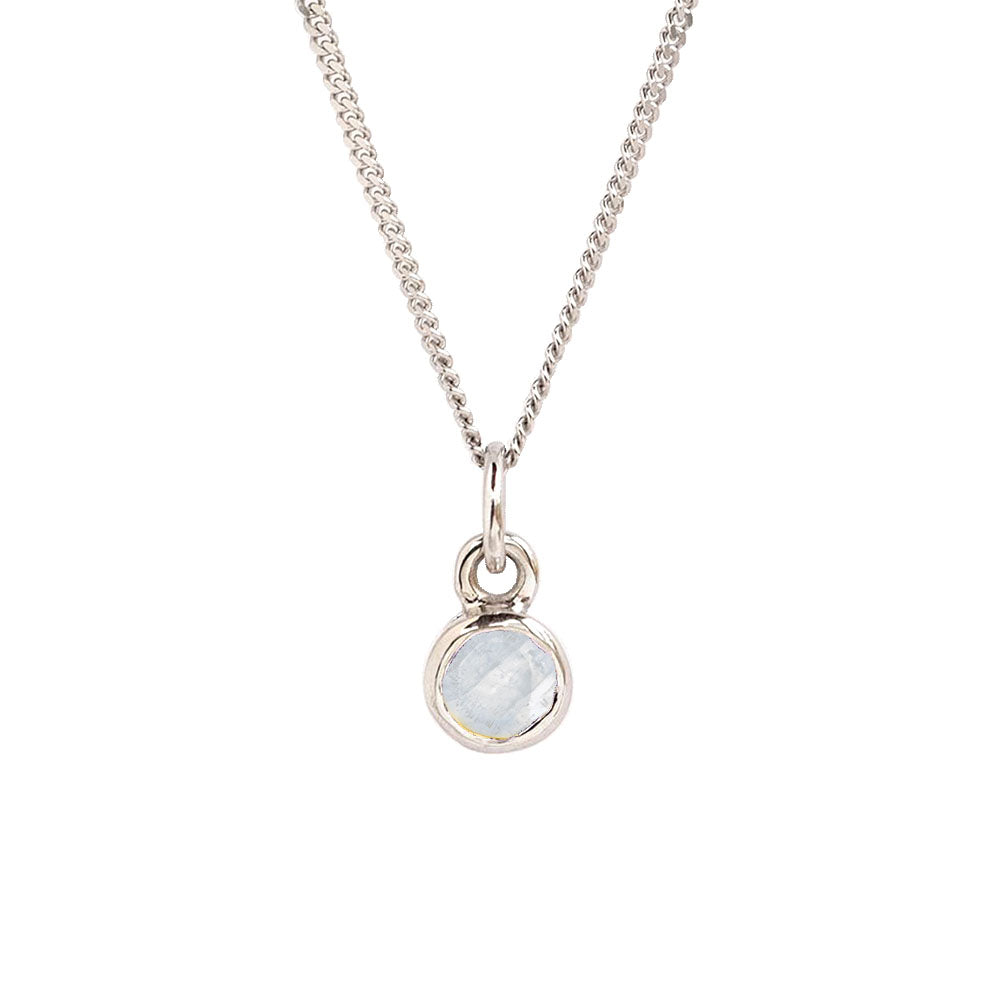 White Gold Moonstone Birthstone Charm Pendant