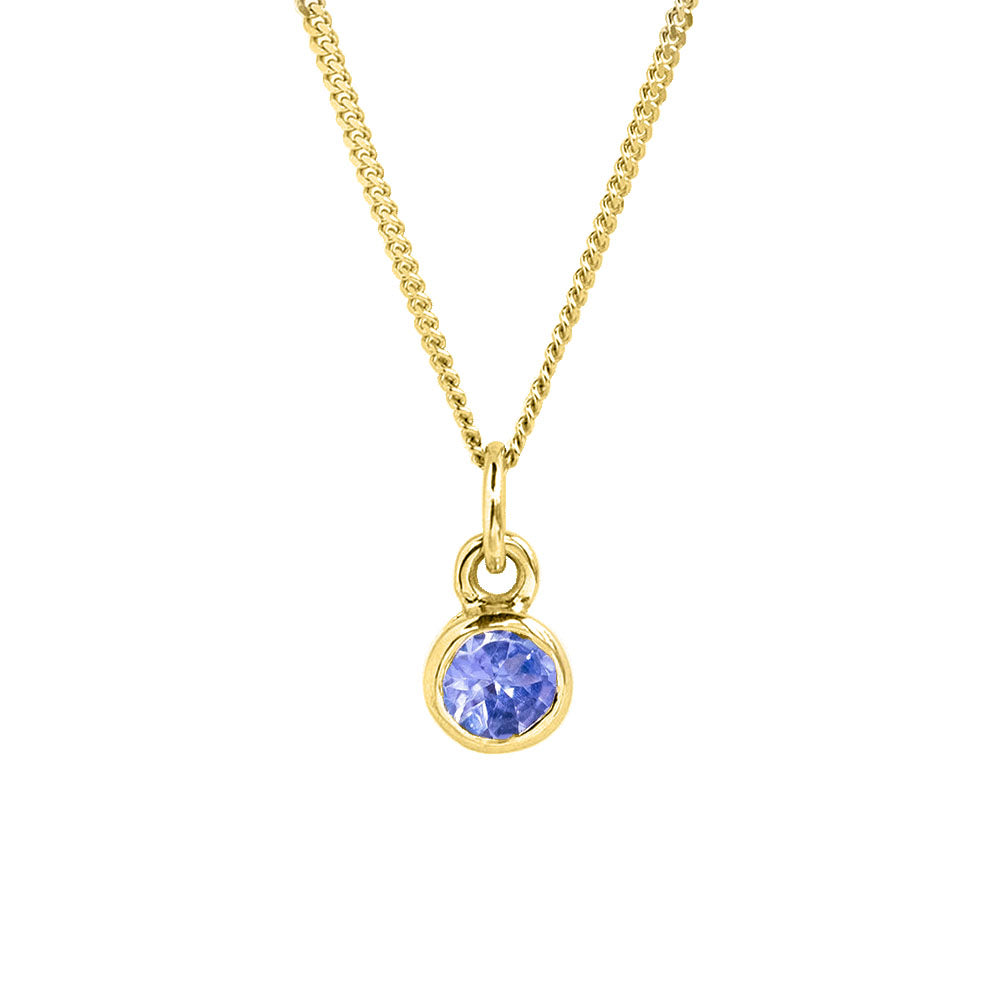 Gold Tanzanite Birthstone Charm Pendant