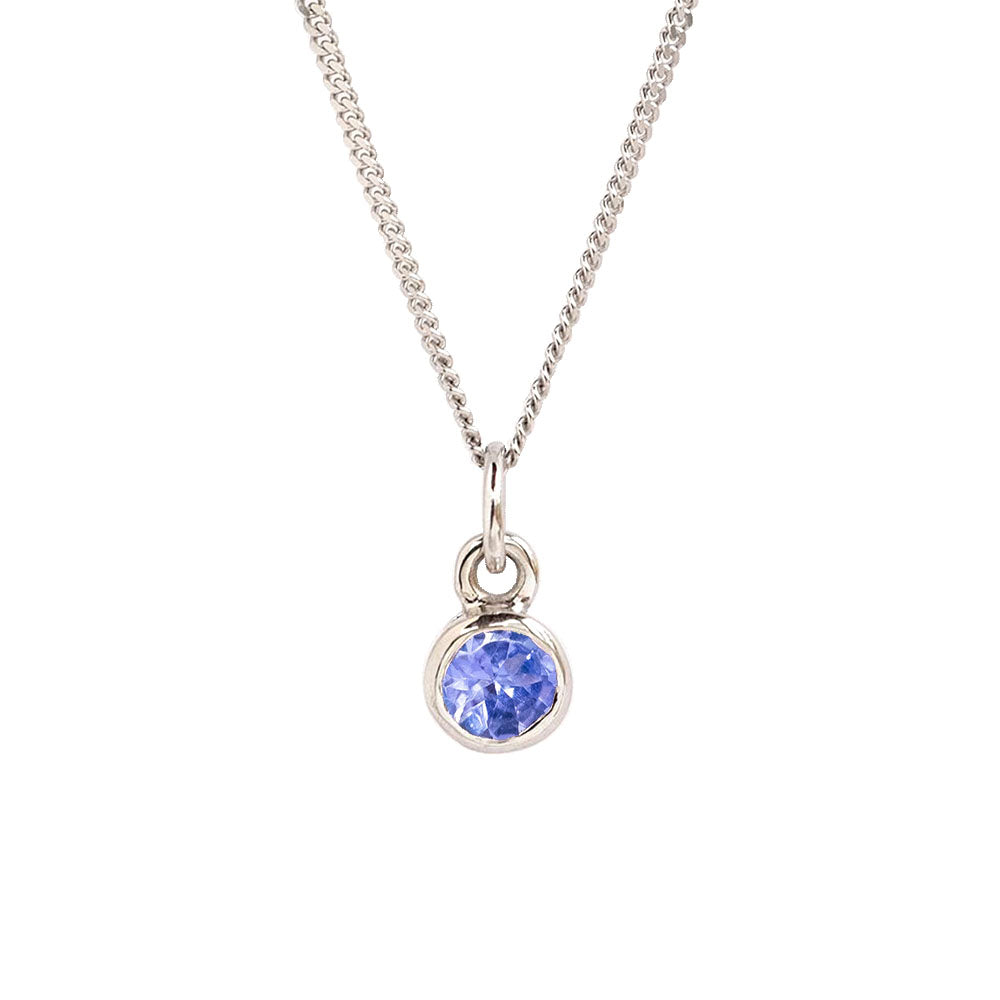 White Gold Tanzanite Birthstone Charm Pendant