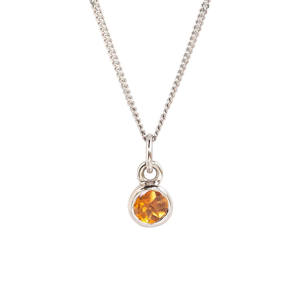 9ct white gold yellow topaz birthstone charm on a chain