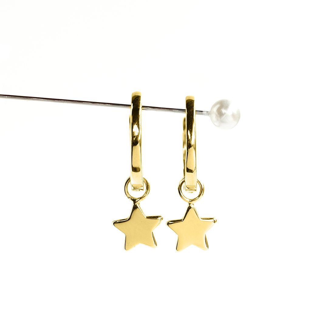 9ct Gold Plated Huggie Earrings with Star Charm
